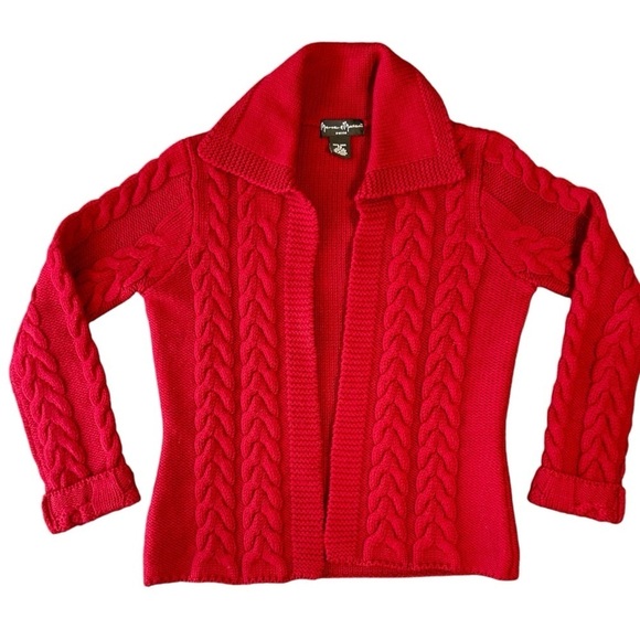 mercer & madison Sweaters - Mercer & Madison 100% Wool Red Cardigan Sweater Size Small cable knit scandi